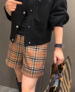 欧洲站2021秋季新款松紧腰双口袋休闲显瘦阔腿短裤,其它,L·H·X