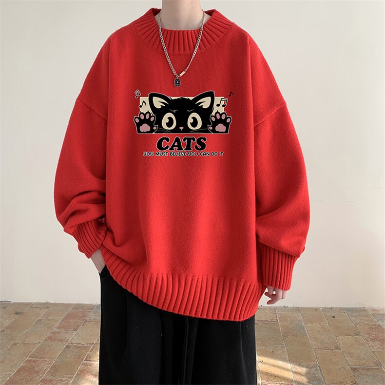 半高领毛衣男大码胖子针织衫毛线衣M18389-P45加绒款-P65，男装针织衫/毛衣，电商A040