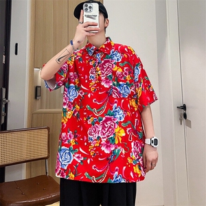 P01中性男女休闲大码花衣服polo衫宽松透气东北大花风团队服图片