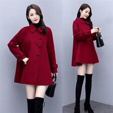 芷墨冬装新款时尚毛呢外套时尚斗篷外套女双排扣毛呢外套，女装毛呢外套，芷墨服饰