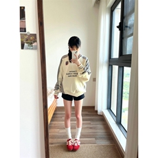 【有货】N828CC-特P46徽章V领撞色拼接美式重磅运动卫衣男女，男装卫衣，星座1007（原301D）