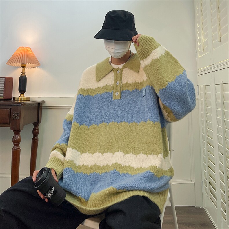 美式复古撞色毛衣男秋冬季学生街头慵懒风小众设计针织衫ins潮,男装针织衫/毛衣,星座716-3