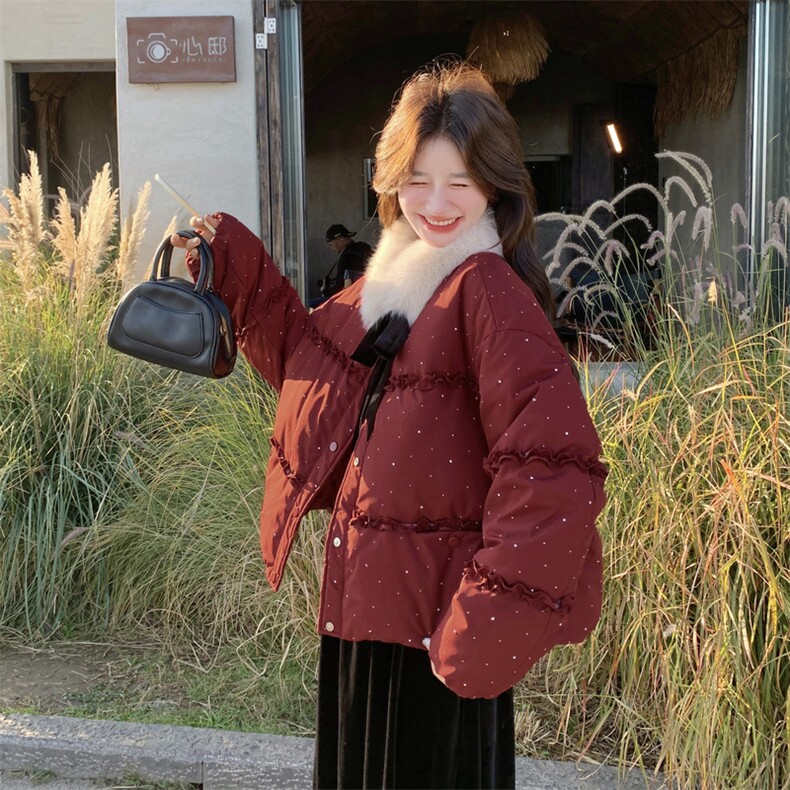 9852款-P300-K42890绒羽绒服（配真狐狸毛领）,女装羽绒服,2C011