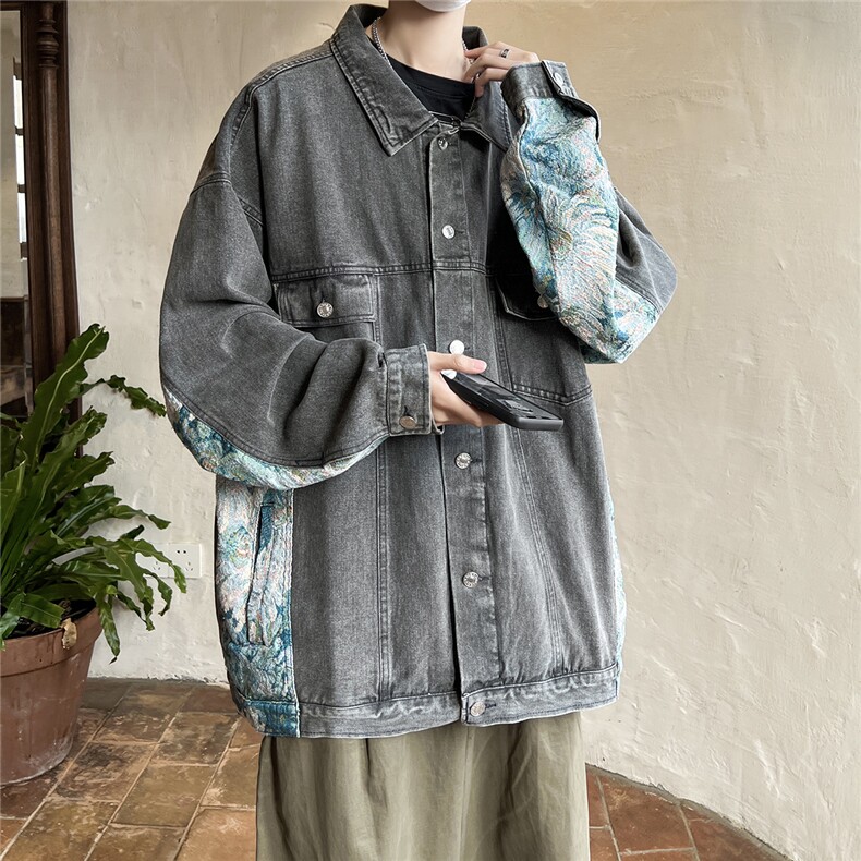 1刺绣牛仔大码M-5X面料:75%棉%聚酯纤维夹克男LNZ77065P95控128，男装夹克，星座226-2