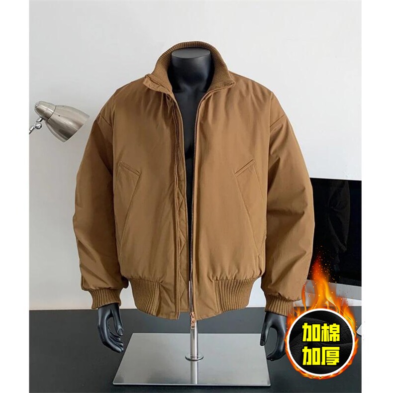 棉衣5W件现货冬季美拉德立领飞行夹克廓形高街棒球服加棉加厚外套,男装夹克,电商A486