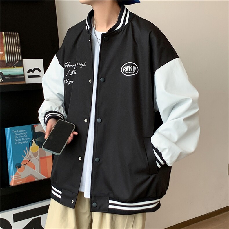 美式复古外套新款韩版潮宽松百搭情侣棒球服印花夹克JK8822-P60图片