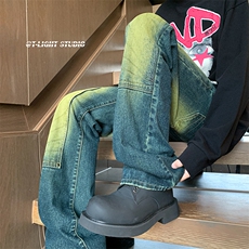 B221美式ins高街暗黑小众铆钉伐木裤牛仔裤LK23145-P65控88，男装牛仔裤，电商B221
