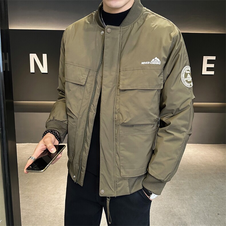 标80白鸭绒男棒球领刺绣工装羽绒服棒球服A329-YR3072-P215,男装羽绒服,电商A329