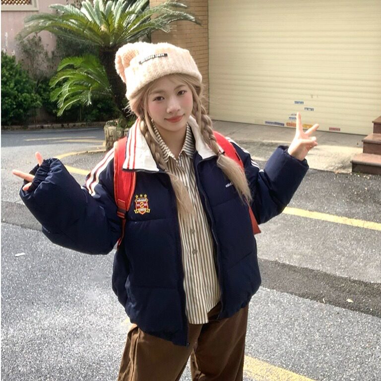 美式复古棉服女2025年新款冬季棉袄bf潮羽绒棉衣学生外套情侣款,男装棉衣,星座506A