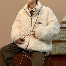 冬季新款时尚百搭棒球羊羔毛绒棉服外套加厚颗粒外套MY0112-P83，男装棉衣，星座308B-1
