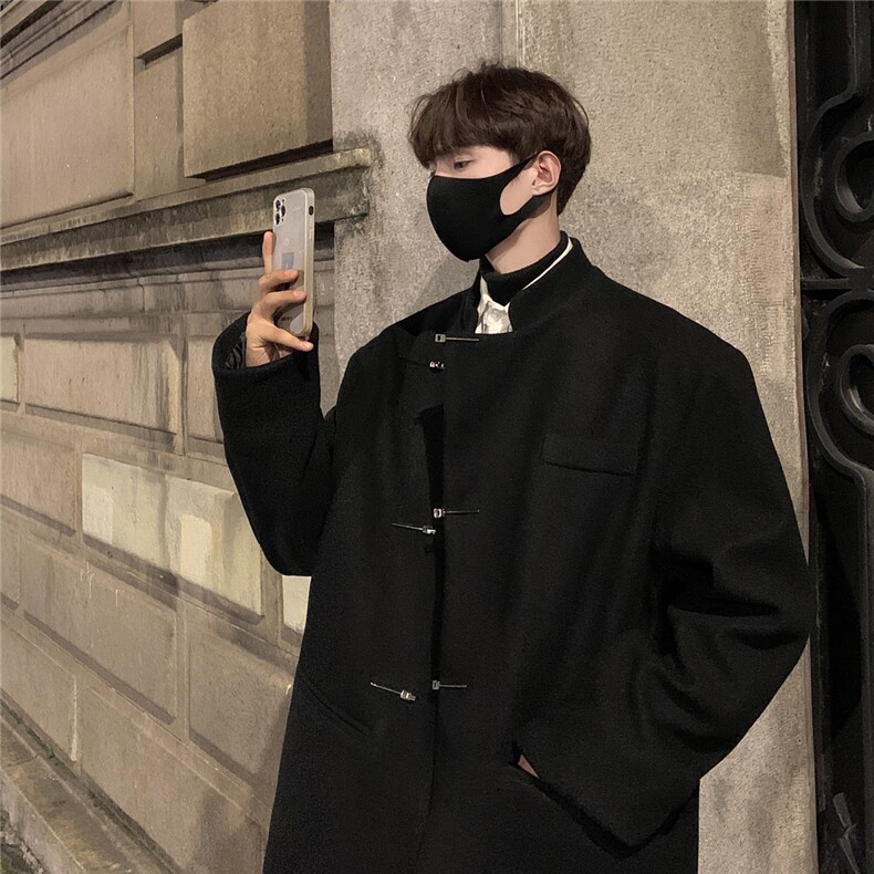 新中式毛呢大衣男秋冬高级感风痞帅立领外套星座812-F625-P118，男装毛呢大衣，星座812