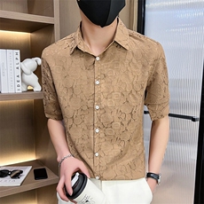 507A-CS532-P482025夏季时尚中袖碎花衬衫痞帅青年衬衫，男装衬衫，星座507A（原星座306B-2）