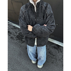 座山雕立领PU皮棉服宽松休闲百搭高级感棉衣保暖外套2308P118，男装棉衣，星座506-1