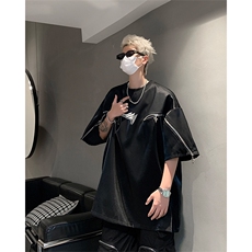 丝光棉解构短袖T恤夏季小众设计拉链半袖体恤XZ514-2-202493-P63，男装T恤，星座514-2(原B239)