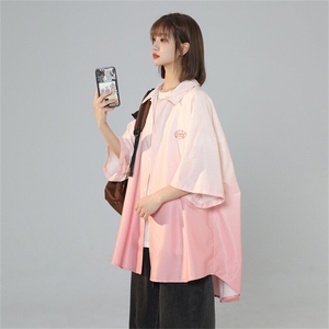 宽松大码渐变色冰丝衬衫短袖男女中性风 XZ301A C9911 P45 控58图片