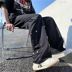 工装裤男冬季ins潮牌高街设计感休闲裤直筒拖地裤K0490-P38，男装休闲裤，星座308B-1