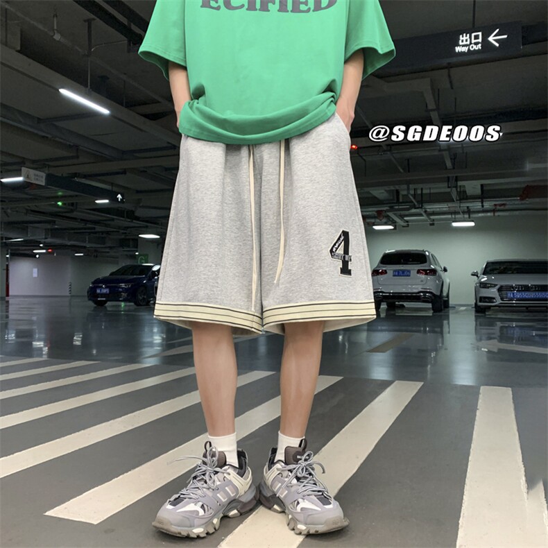 港风美式运动刺绣篮球裤宽松五分裤短裤男313A-1-KK284-P45控58,男装休闲裤,星座808A-1