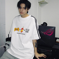 抖音得物高品质二开240克宽松纯棉美式潮牌三条杠织带短袖T恤，男装T恤，电商A486-1