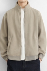 高端潮牌一体绒立领夹克男春秋季纯色百搭加厚外套潮牌休闲男装，男装夹克，星座914