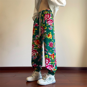 10春季新款东北大花裤新潮风束脚裤子XZ211-1-K2401-P50图片