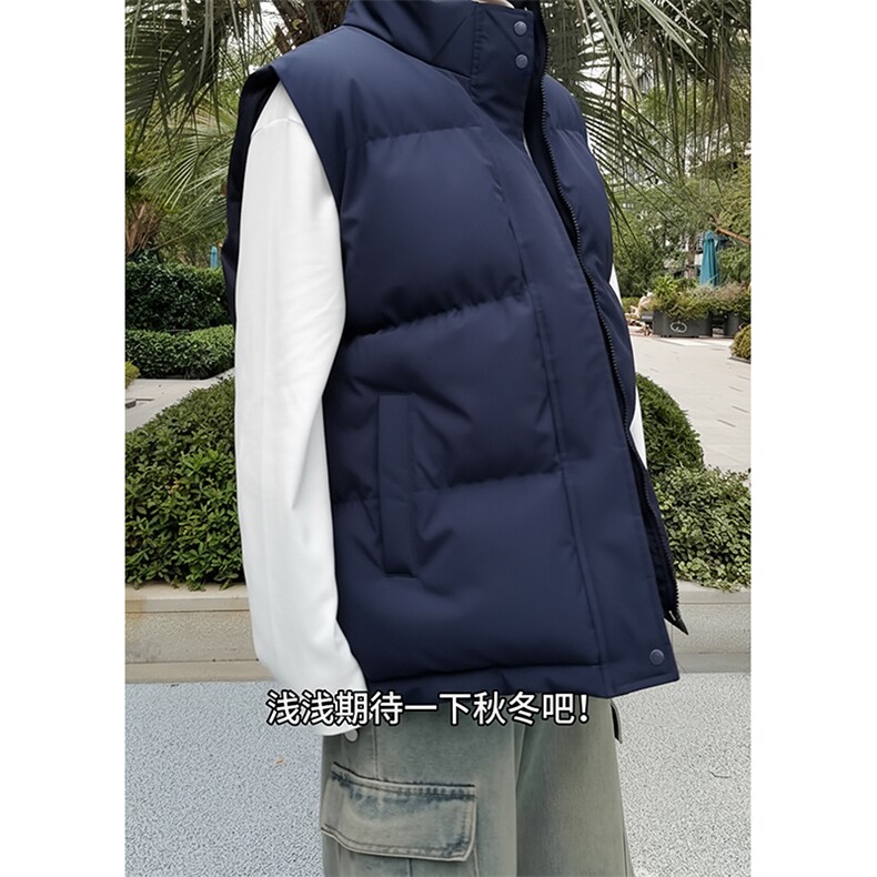 现货5W件冬季三防boxy短款立领棉衣马夹外套男女加厚马甲保暖棉服,男装棉衣,电商A486-1
