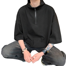 量大优供视频半高领拉链短袖t恤polo衫男KT200-特P25，男装T恤，电商B371