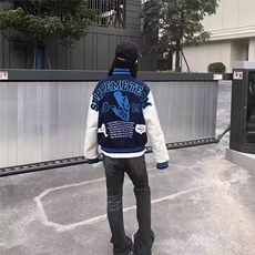 美式高街潮流新款刺绣棒球服夹棉外套男女宽松休闲百搭棉衣，男装棉衣，星座1210-1