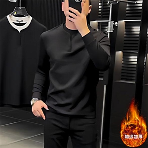 现货修身百搭假两件男士T恤轻奢男装卫衣图片