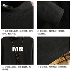 BT40253-P30半高领长袖t恤男大码内搭打底衫男砖墙，男装T恤，电商A040A