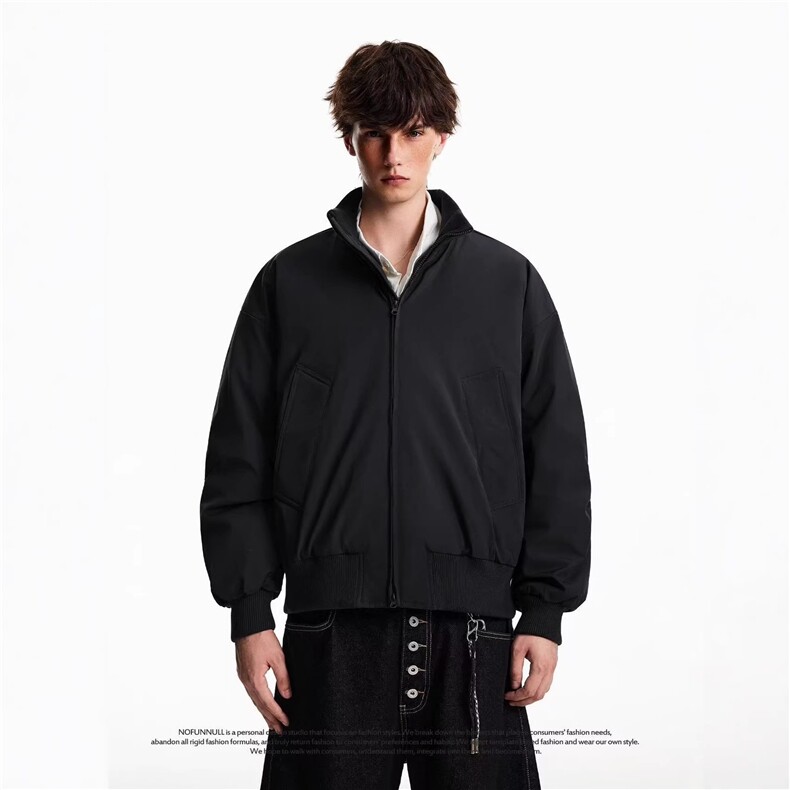 1506/QG16370/P52时尚简约春秋装男款休闲纯色立领百搭日常夹克图片