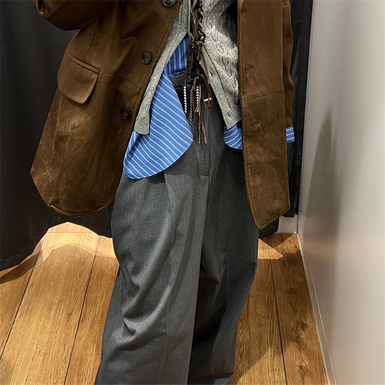 前分褶宽腿凉感西裤XZ610A-1-YKX003-P58,男装西裤,星座610A-1