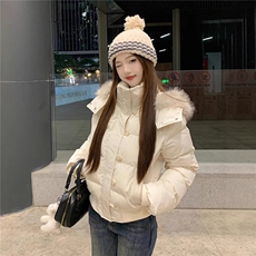 现货藏青色连帽短款加厚棉服女0206/P85，男装棉衣，星座205-3