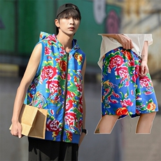TZ002东北大花休闲连帽马甲坎肩背心男女团队服短裤运动套装汉服，男装牛仔裤，星座115A(原星座507）