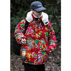 A1情侣装东北大花羊羔毛棉衣保暖防寒风汉服团队服连帽棉袄，男装棉衣，星座115A(原星座507）