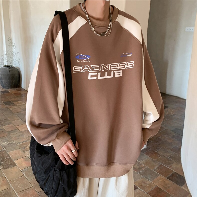 2024春装潮街头宽松撞色机车服元素情侣卫衣印花外套H802P58,男装卫衣,电商A341