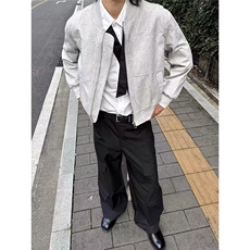 J111-P65水洗做旧毛边牛仔外套男秋季美式复古痞帅小众风宽松，男装工装外套，电商B323A