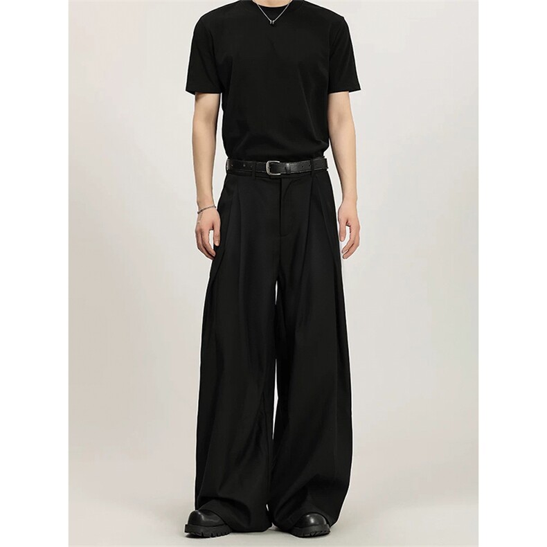 春季褶皱休闲裤cleanfit潮流垂感西裤男女C62178-TP3569，男装西裤，电商A102