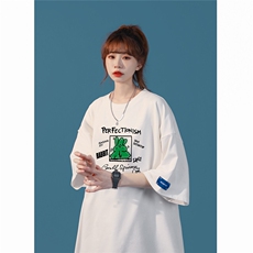 2025夏季新款卡通兔子字母印花创意休闲中性短袖T恤T990/P35控49，男装T恤，电商A148-1