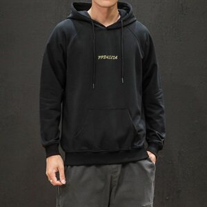 2021春季新日系马切达大码潮男字母刺绣连帽套头卫衣W605-P45图片