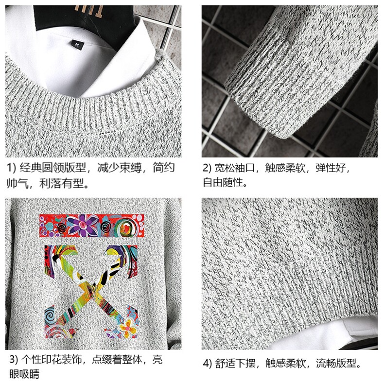 M19169-P45加绒款-P65加厚加绒毛衣男大码毛线衣男针织衫网格,男装针织衫/毛衣,电商A040A