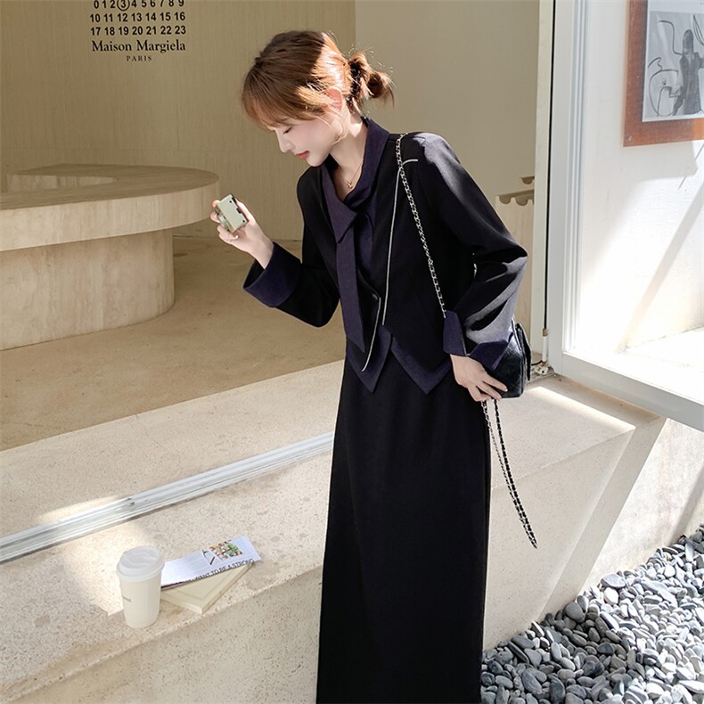 秋季新品牛仔拼接领带小西装半裙套装F666-P175-K268,女装套装/套裙,2C255