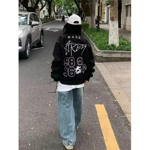 复古刺绣飞行夹克男女春秋小众设计感宽松百搭棒球服外套 JA222图片