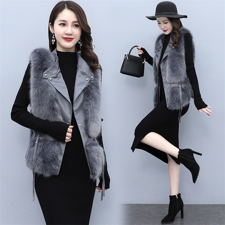 芷墨2021新款韩版时尚无袖坎肩优雅气质显高显瘦皮草马甲保暖洋气，女装皮草，芷墨服饰