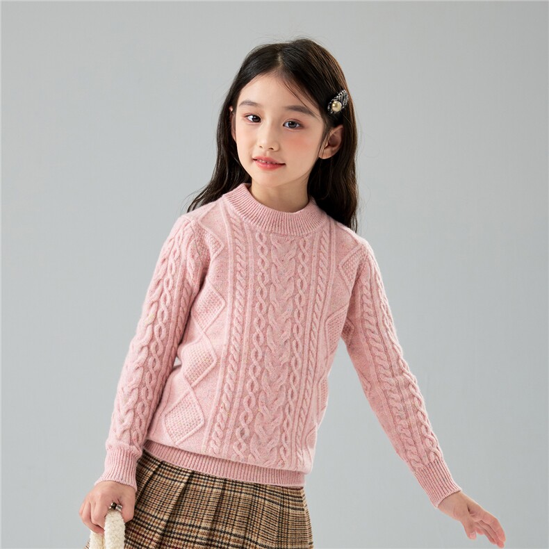 优质彩点纱儿童100%羊毛衫男女童羊绒加厚妞花针织打底中大童毛衣,童装儿童羊毛衫,初丹羊绒童装
