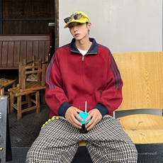 抖音得物高品质美式高街重磅结构设计拼接织带立领卫衣外套CM42，男装卫衣，电商A486