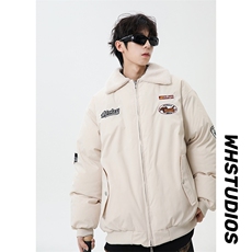 港风字母刺绣双开拉链翻领保暖棉服男女XZ213-MY9355-P148控168，男装棉衣，星座213