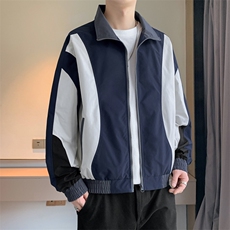 潮牌美式撞色拼接运动立领外套男宽松百搭夹克JK01571-P70，男装夹克，星座308B-2