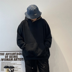 抖音得物高品质二开 25秋冬美式重磅宽松纯色连帽贝壳刺绣卫衣W63图片