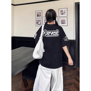 H0827-P35前后毛巾刺绣220克休闲宽松情侣短袖t恤图片