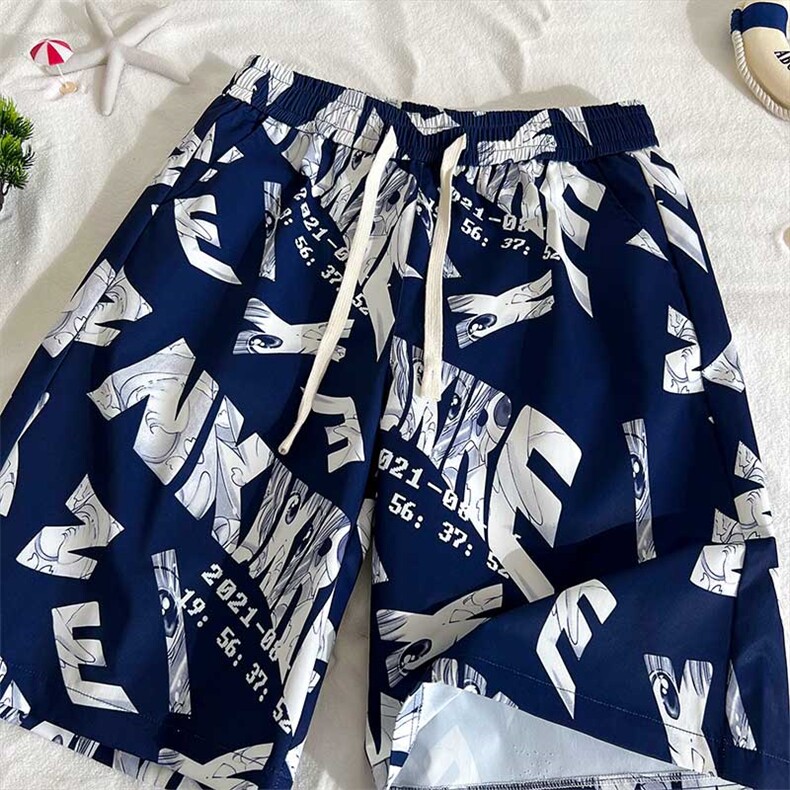 特批22男装夏季冰丝新款潮流休闲百搭花短裤五分男裤DK002P-22,男装牛仔裤,电商A128